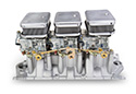 Image is representative of Holley Tri-Power 3x2 SBC Intake Manifold and Carburetor Kit.<br/>Due to variations in monitor settings and differences in vehicle models, your specific part number (300-522SA) may vary.