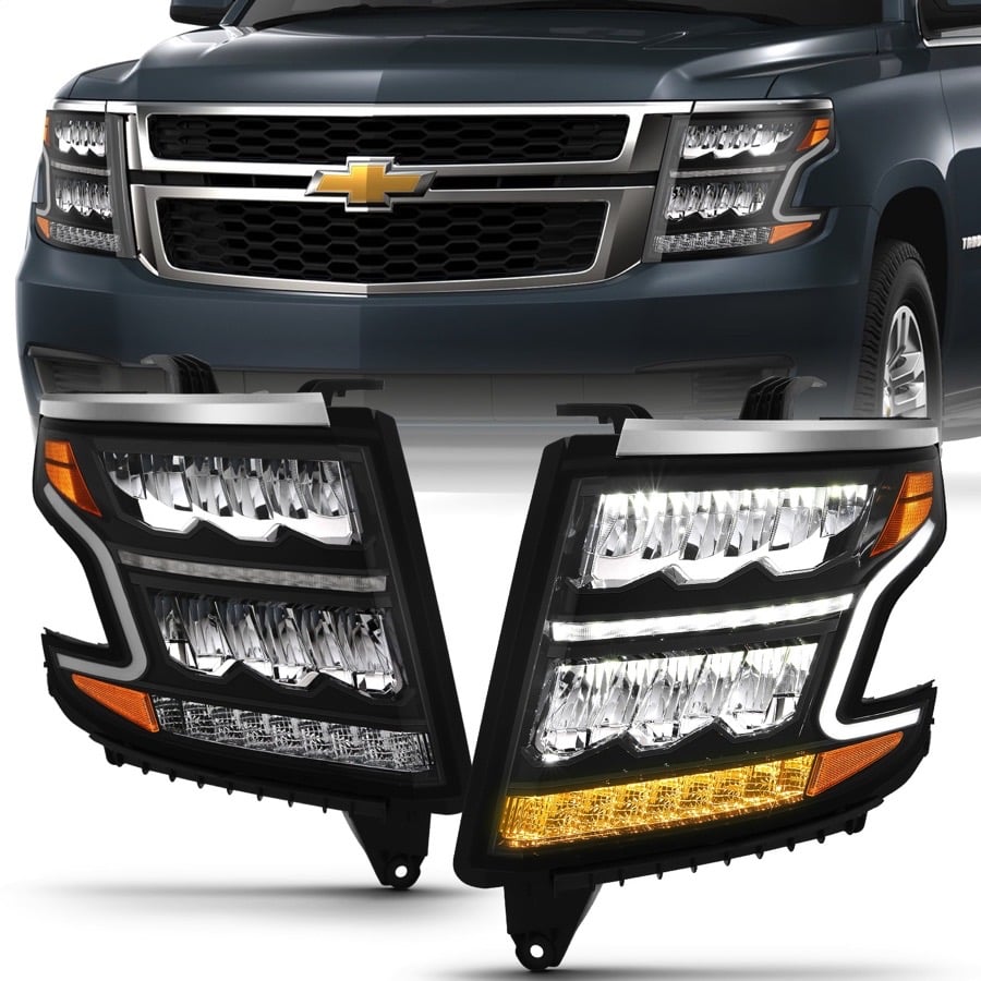 111478 Anzo LED Crystal Headlights Plank Style