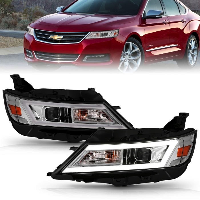 ANZO Projector Headlight Set w/ Plank Style Design Chrome | Nissan Altima (13-14) (121501)